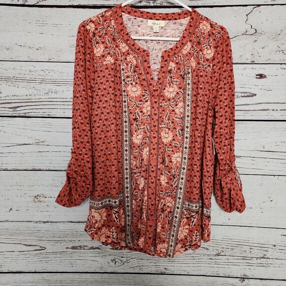 Style & Co Cotton Floral Long Sleeve Shirt 1X NWT - Picture 3 of 4